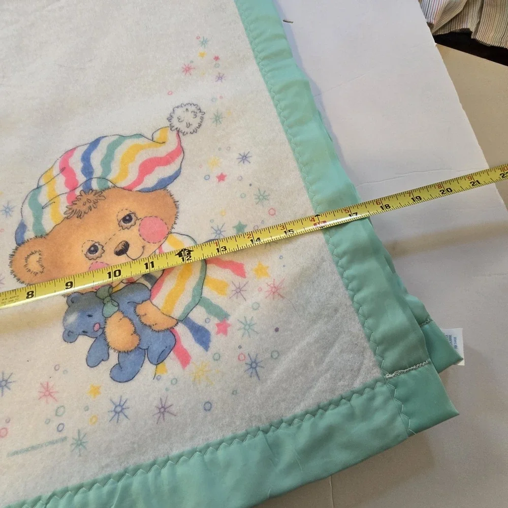 Vintage Riegel Teddy‎ Beddy Bear Baby Blanket Satin Trim 36